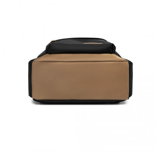 Miss Lulu Stylish Backpack with Laptop Sleeve and Multiple Pockets and Trolley Sleeve - Black And Apricot