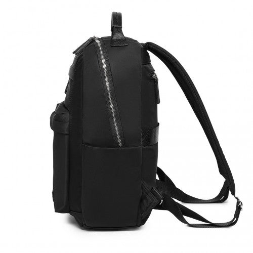 Miss Lulu Stylish Backpack with Laptop Sleeve and Multiple Pockets and Trolley Sleeve - Black