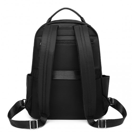 Miss Lulu Stylish Backpack with Laptop Sleeve and Multiple Pockets and Trolley Sleeve - Black