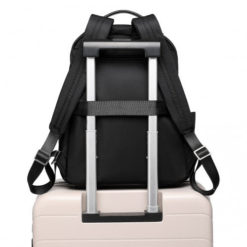 Miss Lulu Stylish Backpack with Laptop Sleeve and Multiple Pockets and Trolley Sleeve - Black