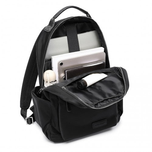 Miss Lulu Stylish Backpack with Laptop Sleeve and Multiple Pockets and Trolley Sleeve - Black