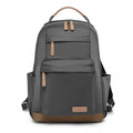 Miss Lulu Stylish Backpack with Laptop Sleeve and Multiple Pockets and Trolley Sleeve - Grey And Apricot