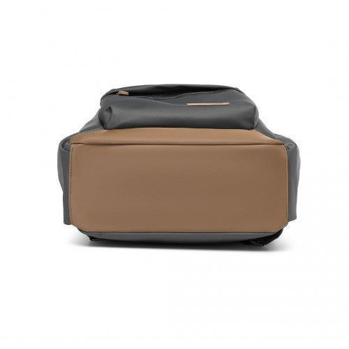 Miss Lulu Stylish Backpack with Laptop Sleeve and Multiple Pockets and Trolley Sleeve - Grey And Apricot