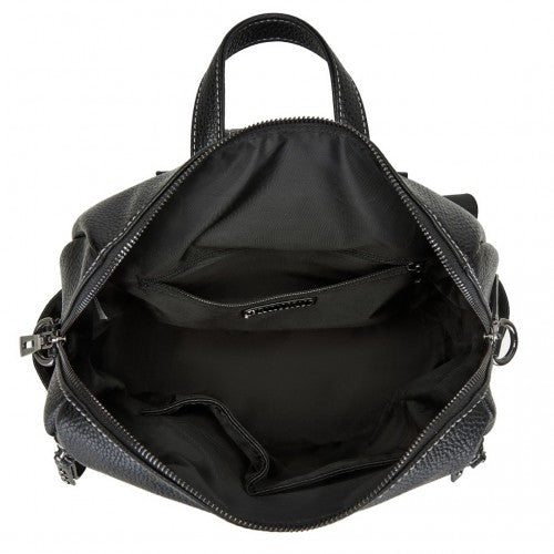 Miss Lulu Women's Convertible PU Leather Backpack & Shoulder Bag - Versatile 2-in-1 Design - Black