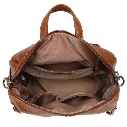 Miss Lulu Women's Convertible PU Leather Backpack & Shoulder Bag - Versatile 2-in-1 Design - Brown