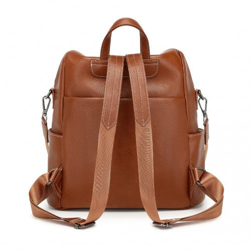 Miss Lulu Women's Convertible PU Leather Backpack & Shoulder Bag - Versatile 2-in-1 Design - Brown