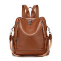 Miss Lulu Women's Convertible PU Leather Backpack & Shoulder Bag - Versatile 2-in-1 Design - Brown