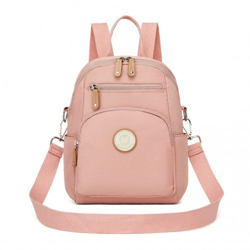 Miss Lulu 3-in-1 Convertible Backpack with Removable Long Strap - Wear as Backpack, Shoulder or Crossbody Bag - Pink