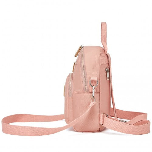 Miss Lulu 3-in-1 Convertible Backpack with Removable Long Strap - Wear as Backpack, Shoulder or Crossbody Bag - Pink