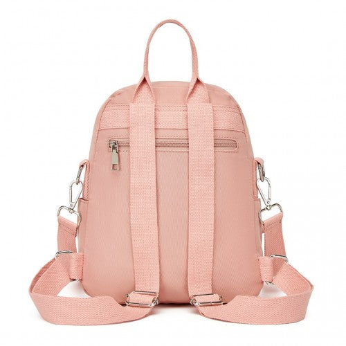 Miss Lulu 3-in-1 Convertible Backpack with Removable Long Strap - Wear as Backpack, Shoulder or Crossbody Bag - Pink