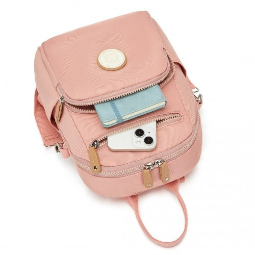 Miss Lulu 3-in-1 Convertible Backpack with Removable Long Strap - Wear as Backpack, Shoulder or Crossbody Bag - Pink