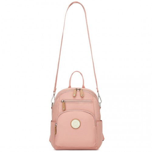 Miss Lulu 3-in-1 Convertible Backpack with Removable Long Strap - Wear as Backpack, Shoulder or Crossbody Bag - Pink