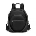 Miss Lulu PU Leather Convertible Backpack Crossbody Bag - Lightweight Anti-Theft Daypack with Multiple Pockets - Black