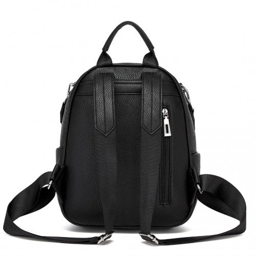 Miss Lulu PU Leather Convertible Backpack Crossbody Bag - Lightweight Anti-Theft Daypack with Multiple Pockets - Black