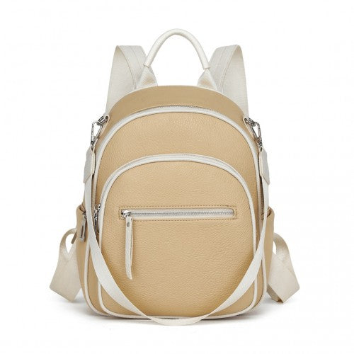 Miss Lulu PU Leather Convertible Backpack Crossbody Bag - Lightweight Anti-Theft Daypack with Multiple Pockets - Yellow