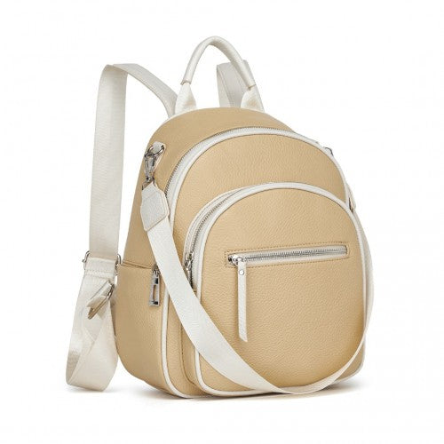 Miss Lulu PU Leather Convertible Backpack Crossbody Bag - Lightweight Anti-Theft Daypack with Multiple Pockets - Yellow