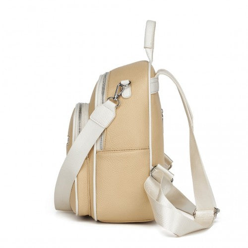 Miss Lulu PU Leather Convertible Backpack Crossbody Bag - Lightweight Anti-Theft Daypack with Multiple Pockets - Yellow
