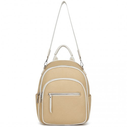 Miss Lulu PU Leather Convertible Backpack Crossbody Bag - Lightweight Anti-Theft Daypack with Multiple Pockets - Yellow