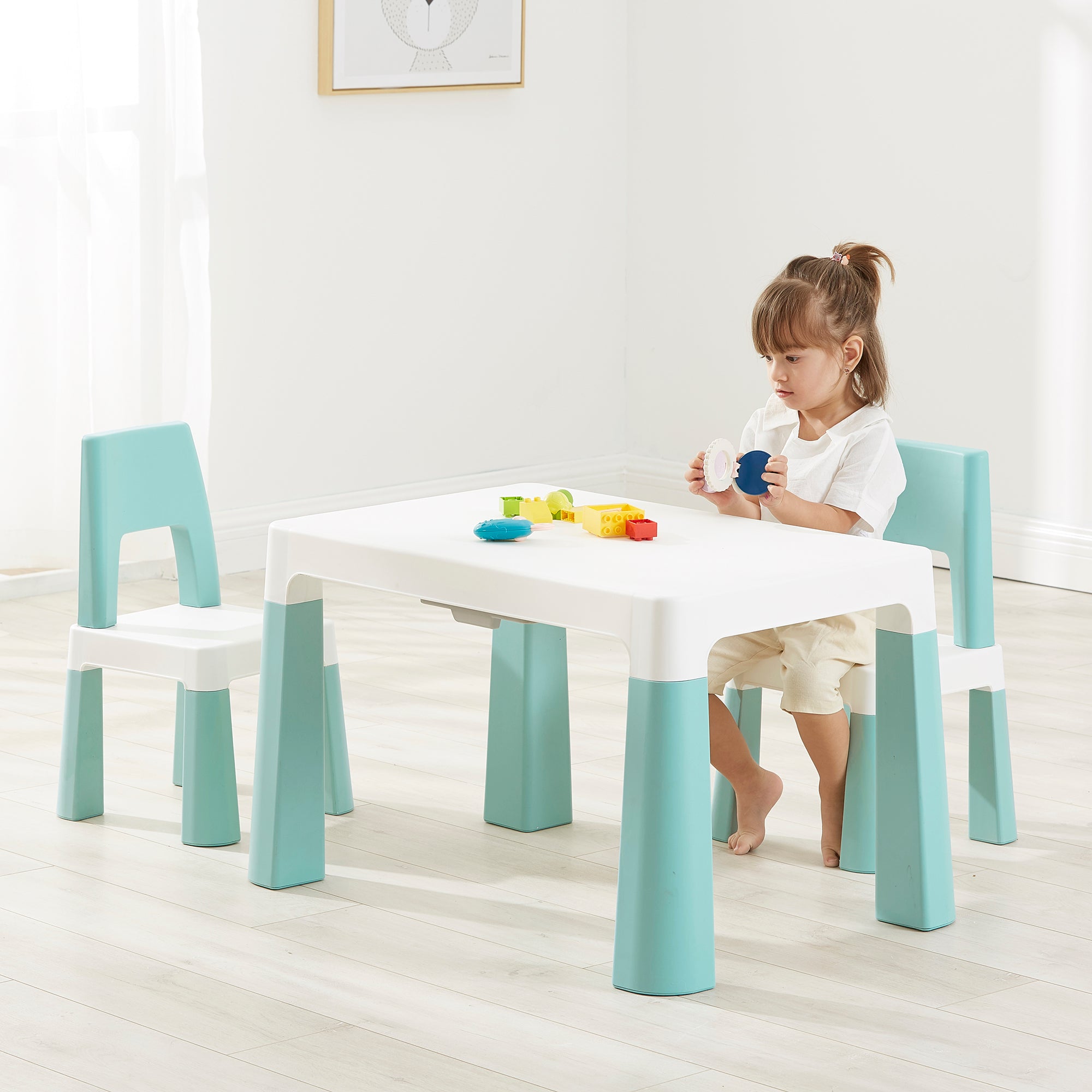 Kids Height Adjustable Table & 2 Chairs Set – Growing Furniture Ages 3-7 Years