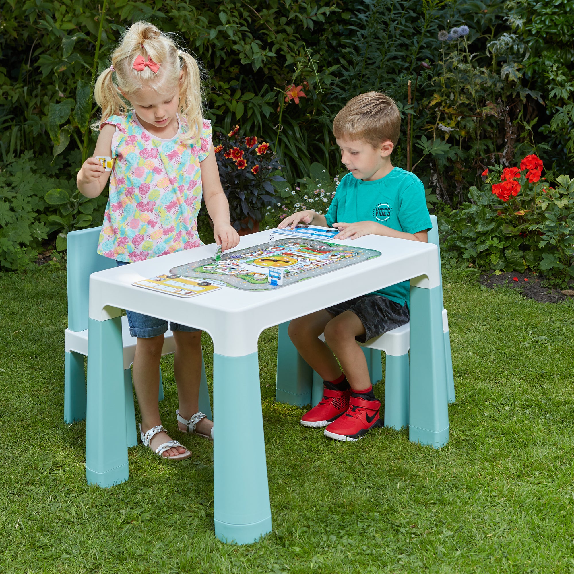 Kids Height Adjustable Table & 2 Chairs Set – Growing Furniture Ages 3-7 Years