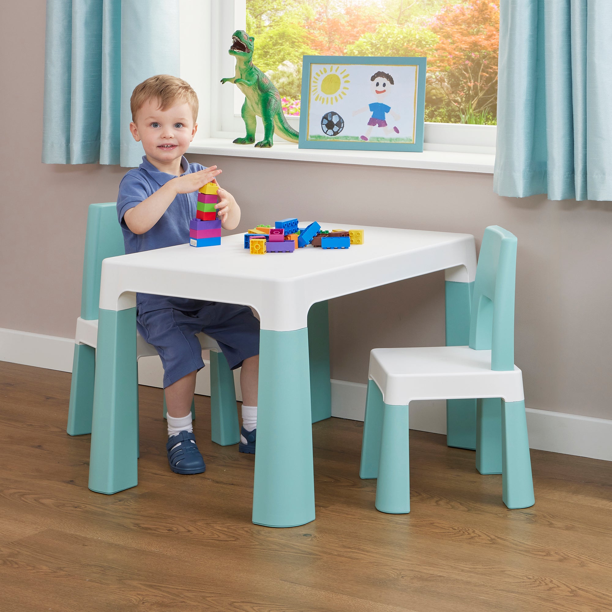 Kids Height Adjustable Table & 2 Chairs Set – Growing Furniture Ages 3-7 Years