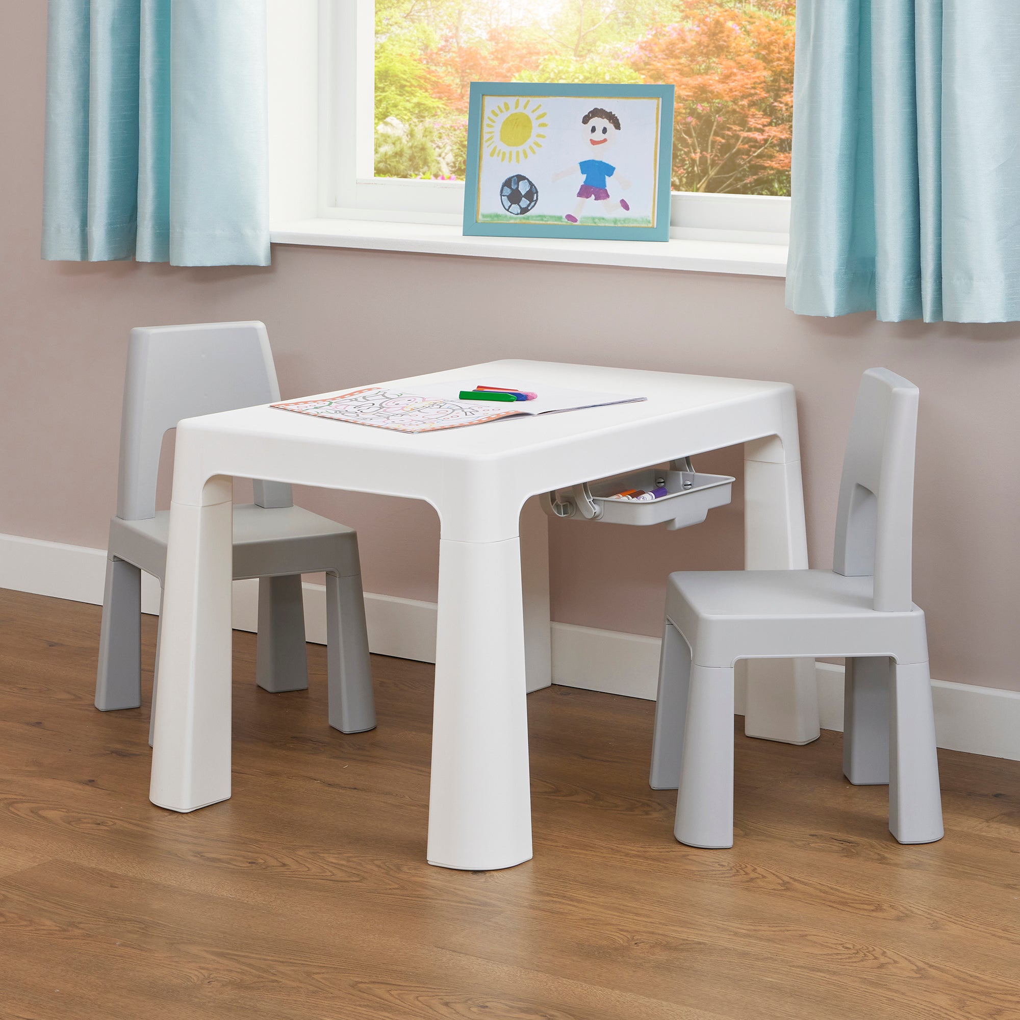 Kids Height Adjustable Table & 2 Chairs Set – Growing Desk Ages 3-7 Years