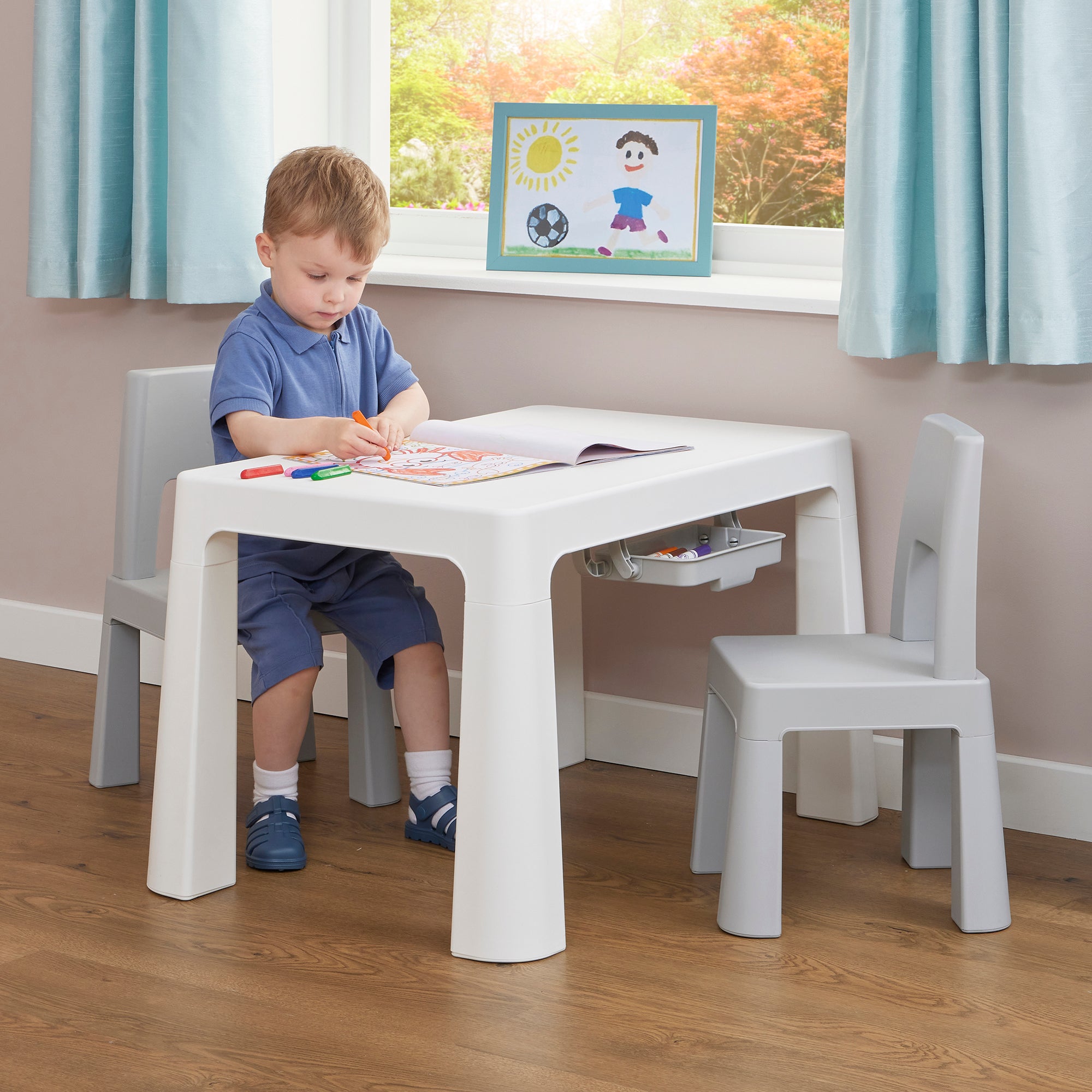 Kids Height Adjustable Table & 2 Chairs Set – Growing Desk Ages 3-7 Years