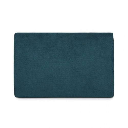 Miss Lulu Elegant Faux Suede Evening Clutch with Crystal Flower & Detachable Chain Strap - Navy
