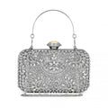 Elegant Evening Clutch Bag with Rhinestone Embellishments Detachable Handle and Chain Strap - Silver