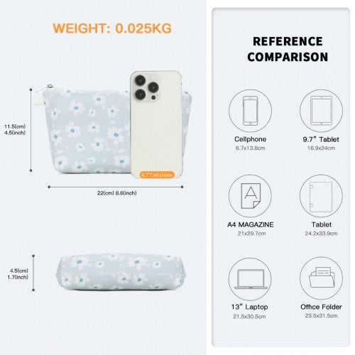 Miss Lulu Multi-Functional Charming Print Cosmetic Bag & Storage Bag for Travel and Everyday Use - Blue