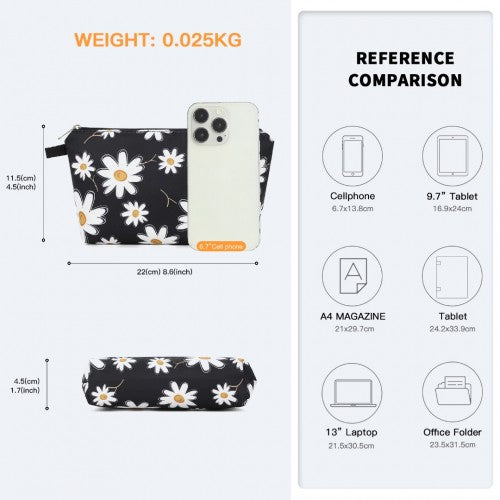 Miss Lulu Multi-Functional Charming Print Cosmetic Bag & Storage Bag for Travel and Everyday Use - Black