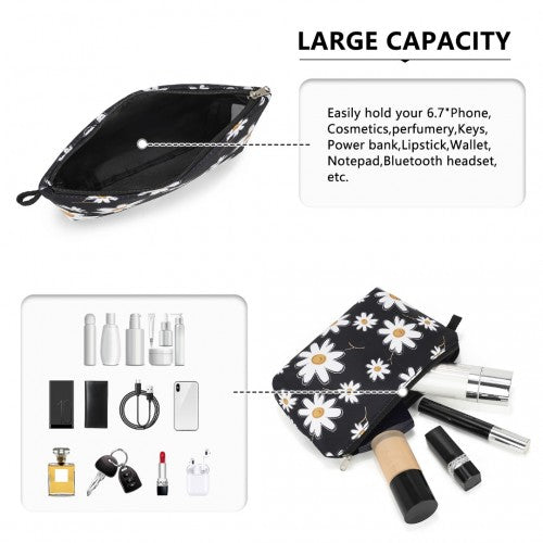 Miss Lulu Multi-Functional Charming Print Cosmetic Bag & Storage Bag for Travel and Everyday Use - Black
