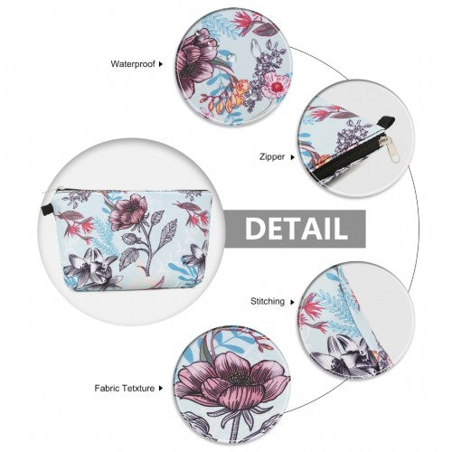 Miss Lulu Multi-Functional Charming Print Cosmetic Bag & Storage Bag for Travel and Everyday Use - Red And Blue