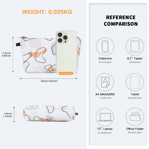 Miss Lulu Multi-Functional Charming Print Cosmetic Bag & Storage Bag for Travel and Everyday Use - White