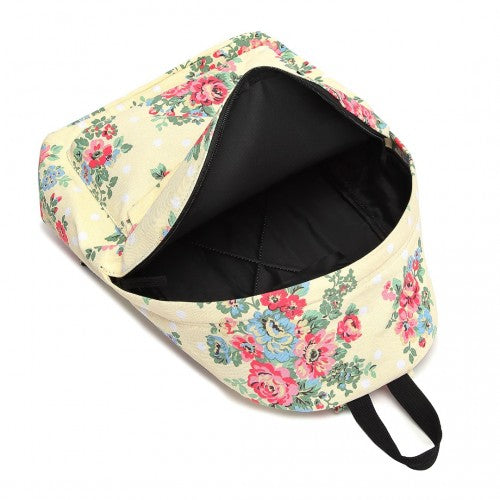 Miss Lulu Large Backpack Flower Polka Dot - Beige