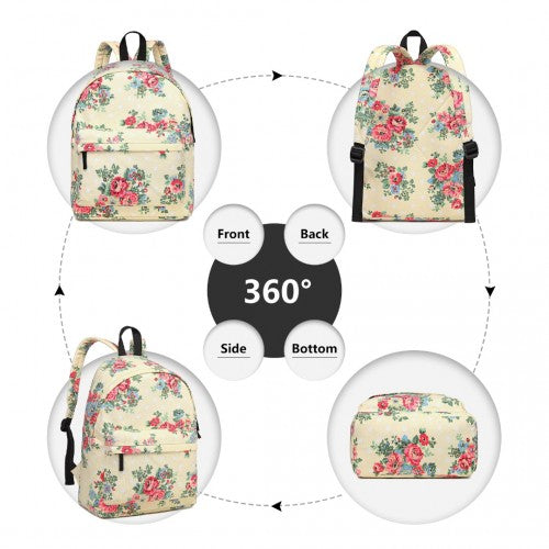 Miss Lulu Large Backpack Flower Polka Dot - Beige