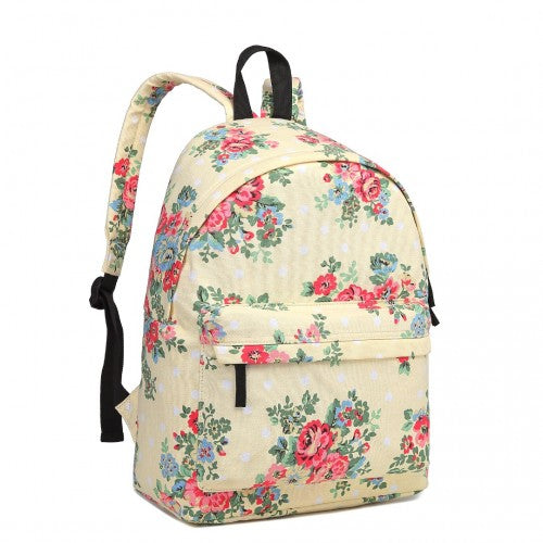 Miss Lulu Large Backpack Flower Polka Dot - Beige