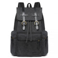 Kono Large Multi Function Leather Details Canvas Backpack - Black