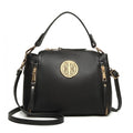 Miss Lulu Leather Look Dual Zipped Handbag - Black