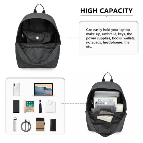 Kono Durable Polyester Everyday Backpack With Sleek Design - Dark Grey