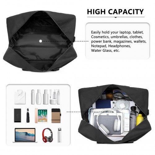 Kono Lightweight Multi Purpose Unisex Sports Travel Duffel Bag - Black