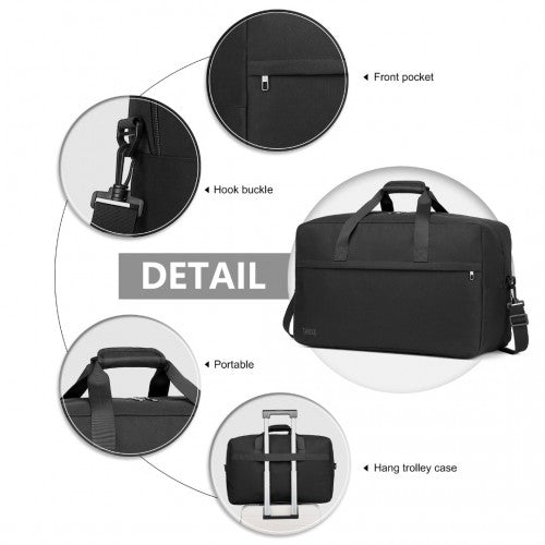 Kono Lightweight Multi Purpose Unisex Sports Travel Duffel Bag - Black