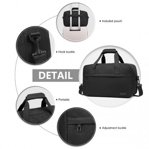 Kono Lightweight Multi Purpose Unisex Sports Travel Duffel Bag - Black