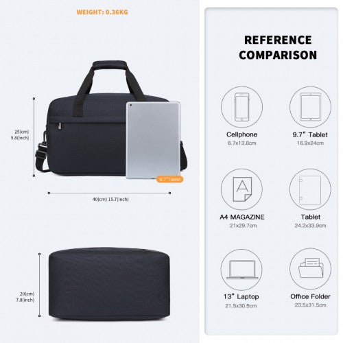 Kono Lightweight Multi Purpose Unisex Sports Travel Duffel Bag - Dark Blue
