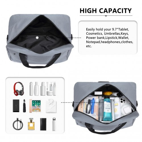 Kono Lightweight Multi Purpose Unisex Sports Travel Duffel Bag - Light Grey