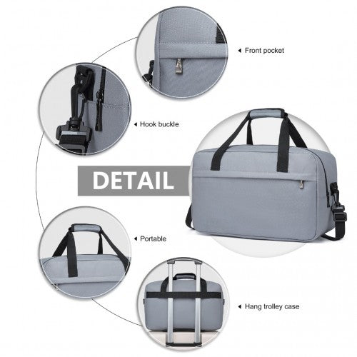 Kono Lightweight Multi Purpose Unisex Sports Travel Duffel Bag - Light Grey