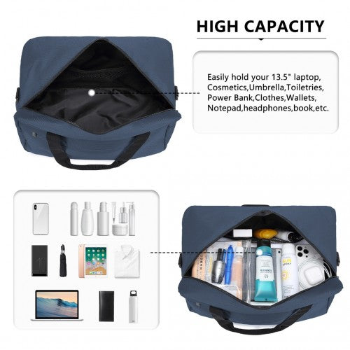 Kono Lightweight Multi Purpose Unisex Sports Travel Duffel Bag - Navy