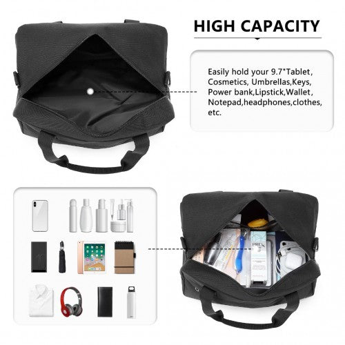 Kono Lightweight Multi Purpose Unisex Sports Travel Duffel Bag - Black