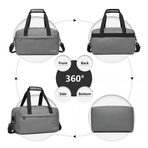 Kono Lightweight Multi Purpose Unisex Sports Travel Duffel Bag - Grey