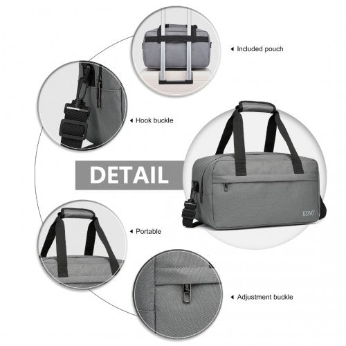 Kono Lightweight Multi Purpose Unisex Sports Travel Duffel Bag - Grey